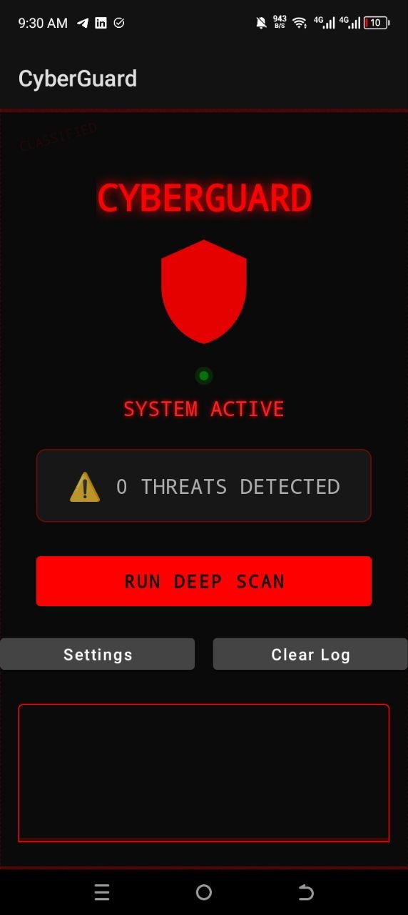 CyberGuard home screen